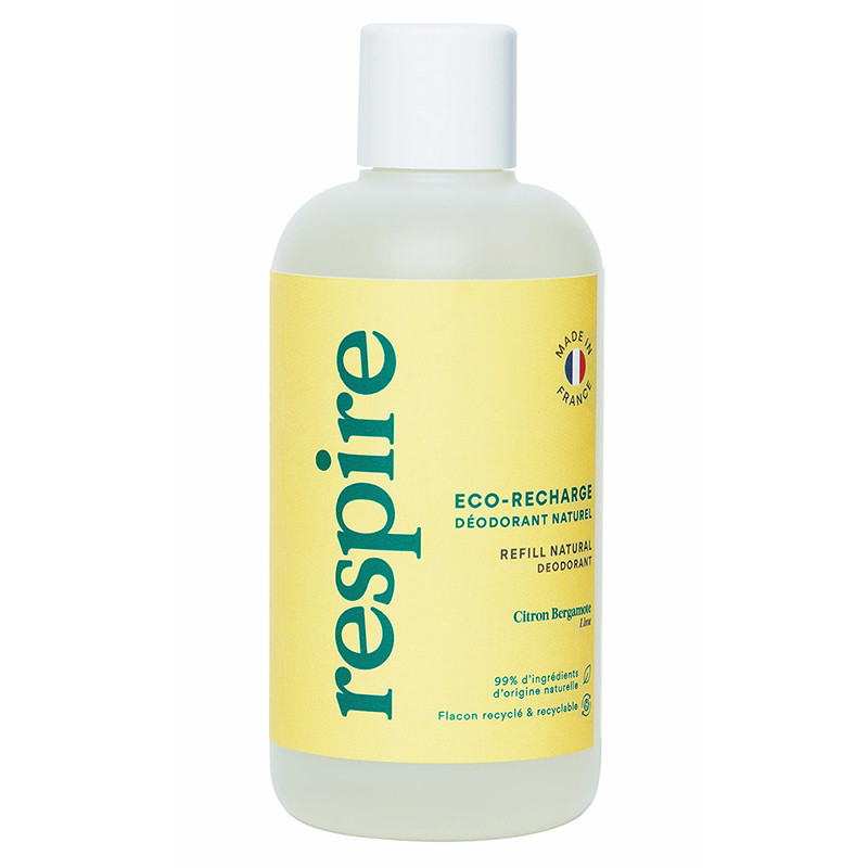 Éco-recharge déodorant naturel citron bergamote RESPIRE 150ml